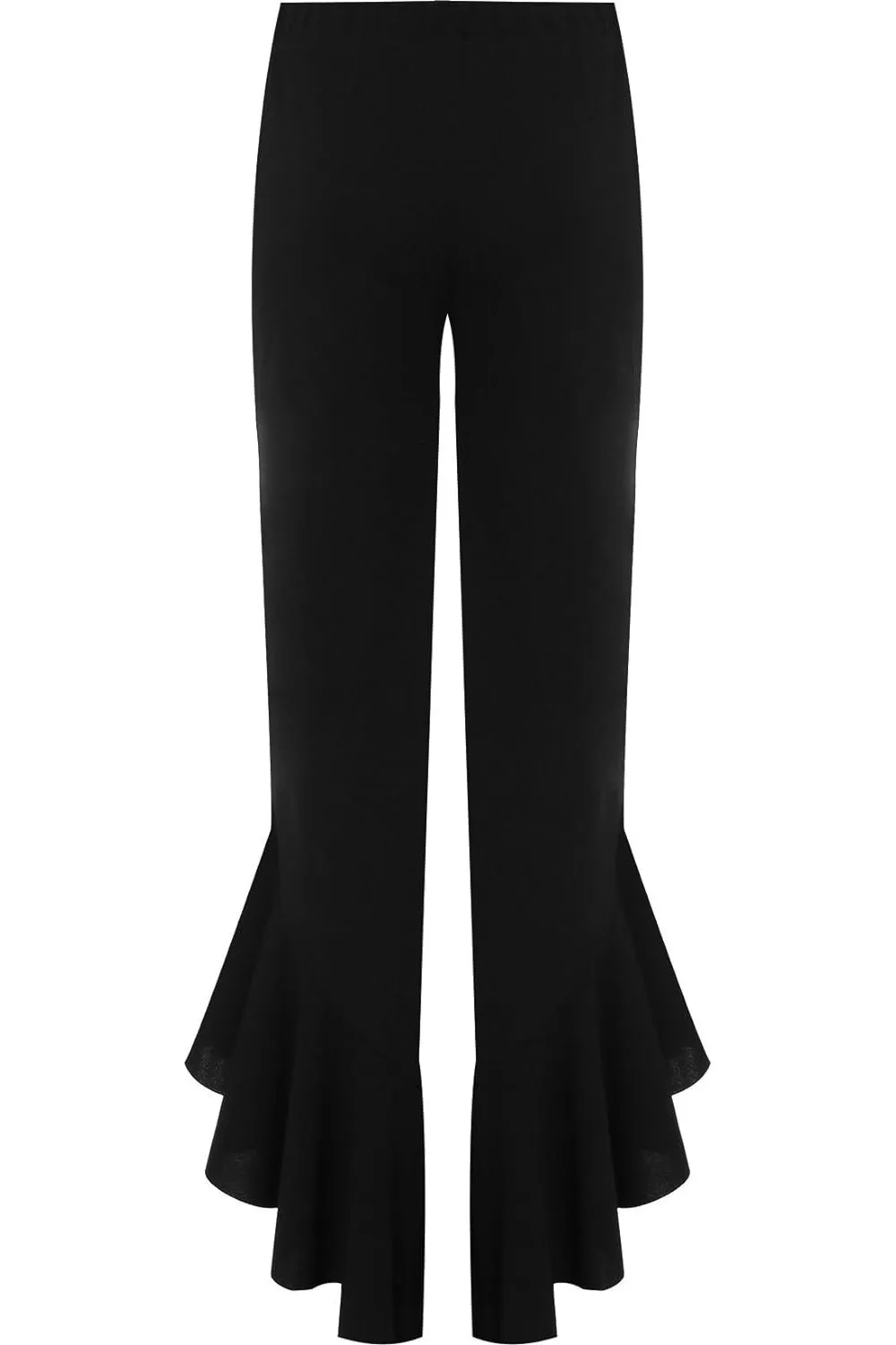 Frill Asymmetric Hem Plain Trousers