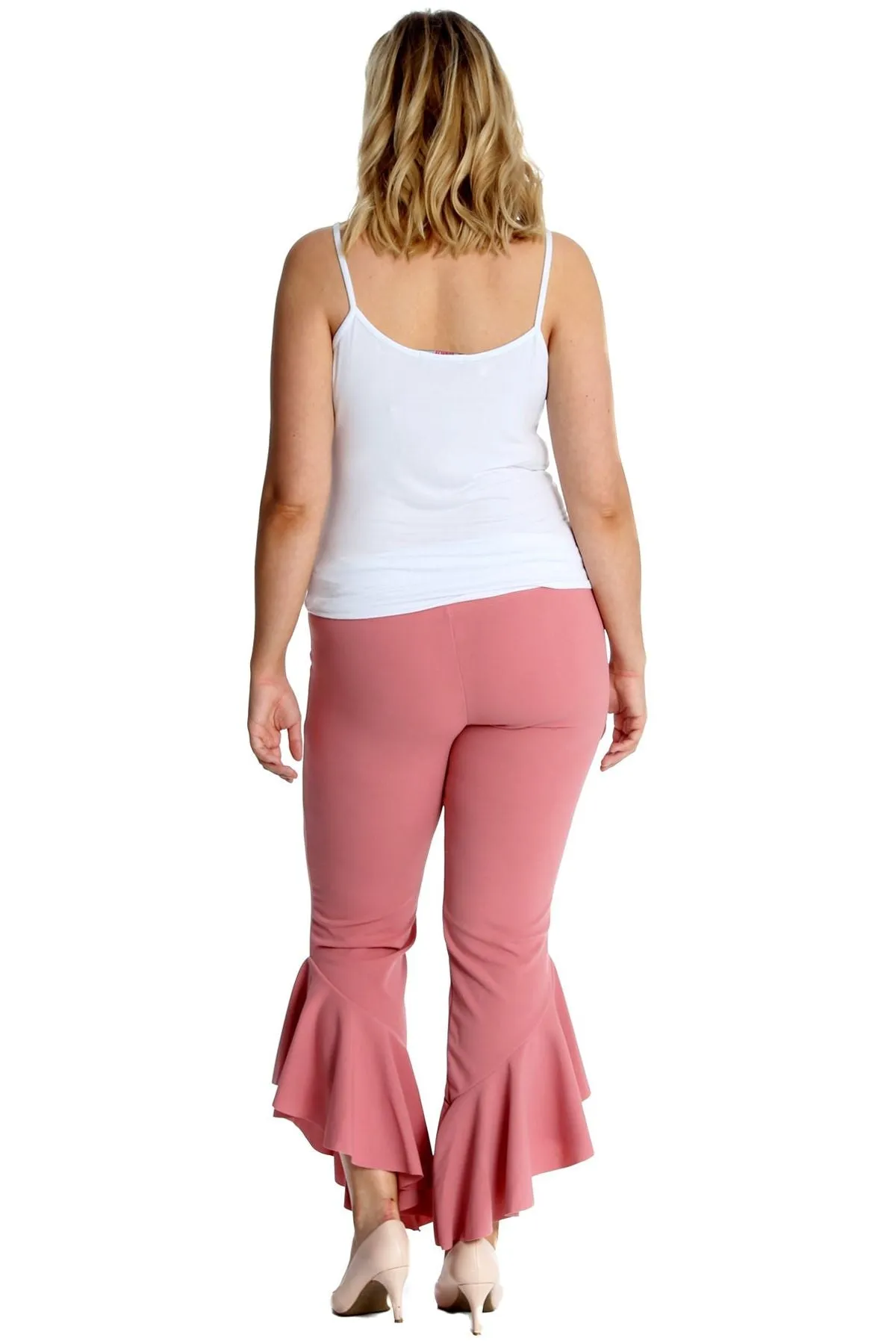 Frill Asymmetric Hem Plain Trousers