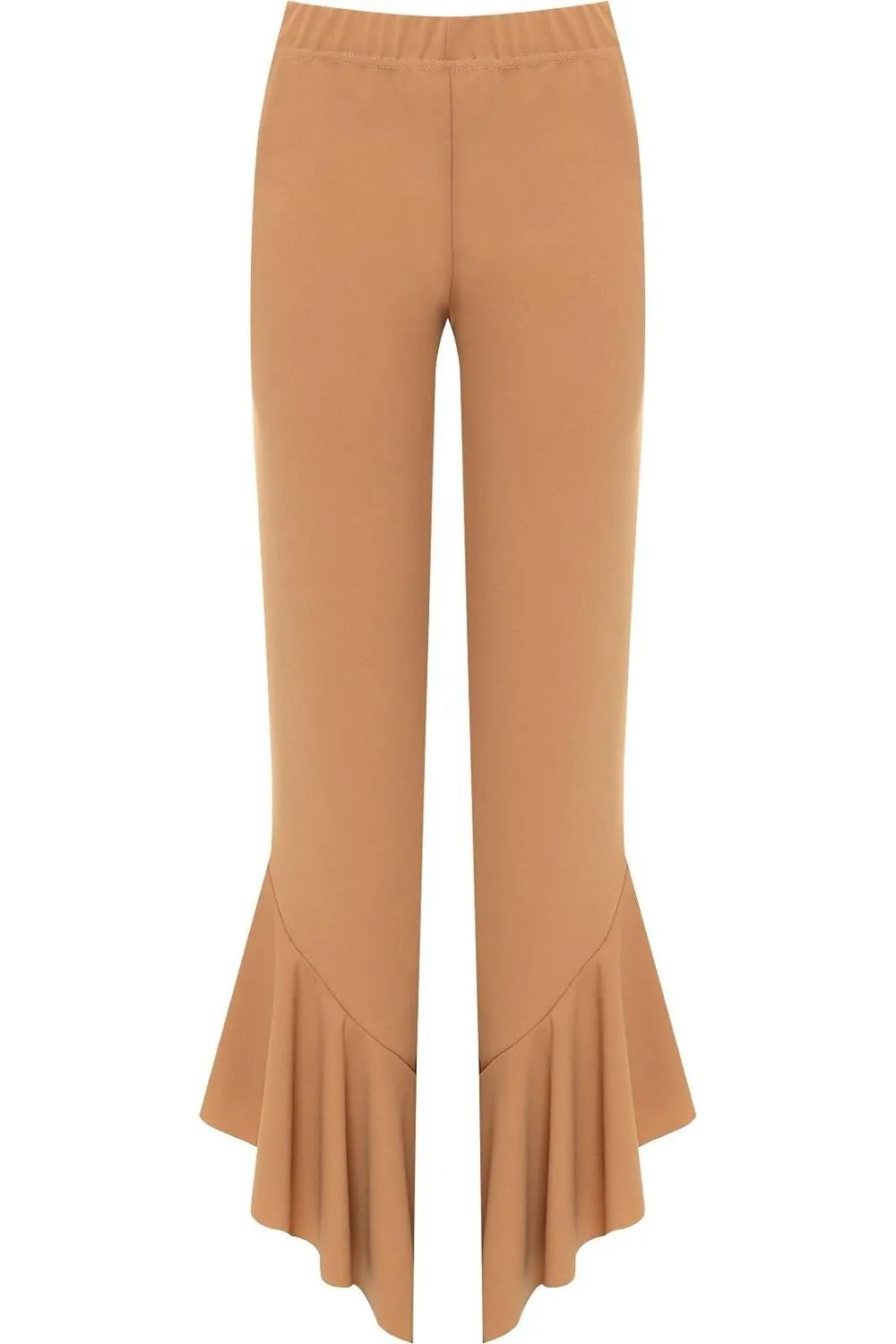 Frill Asymmetric Hem Plain Trousers