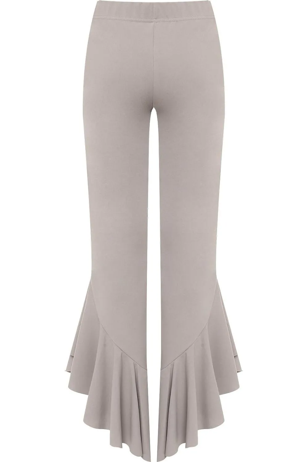 Frill Asymmetric Hem Plain Trousers