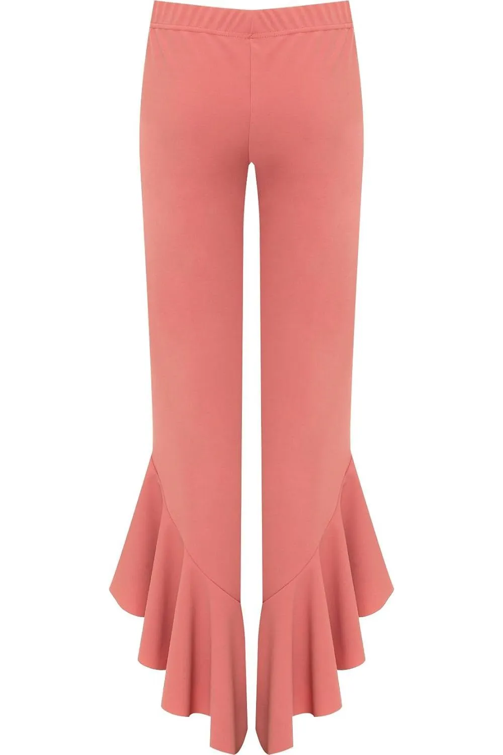 Frill Asymmetric Hem Plain Trousers