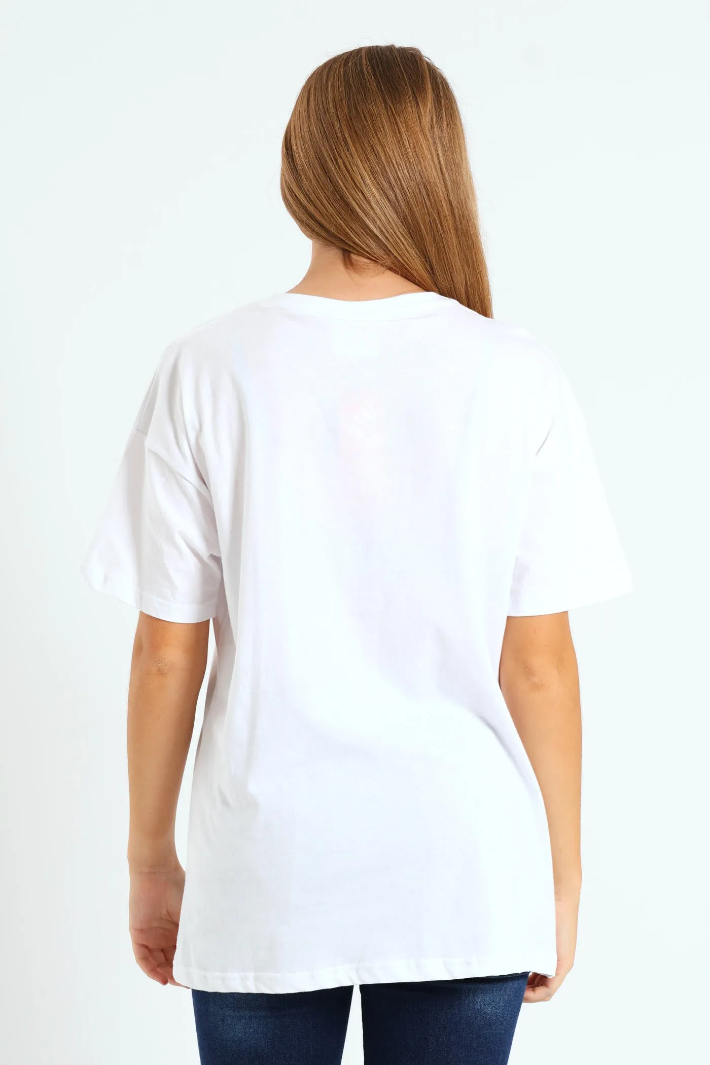 Girls Barbie Oversized Tee - White