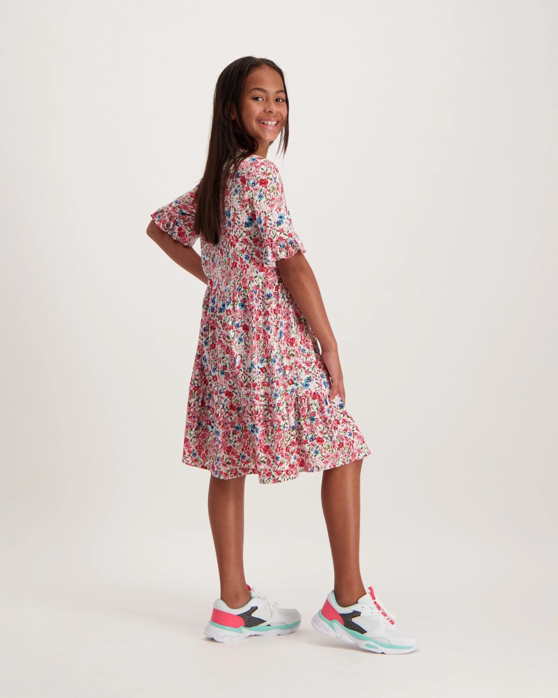 Girls Basic Tiered Dress Printed - Floral