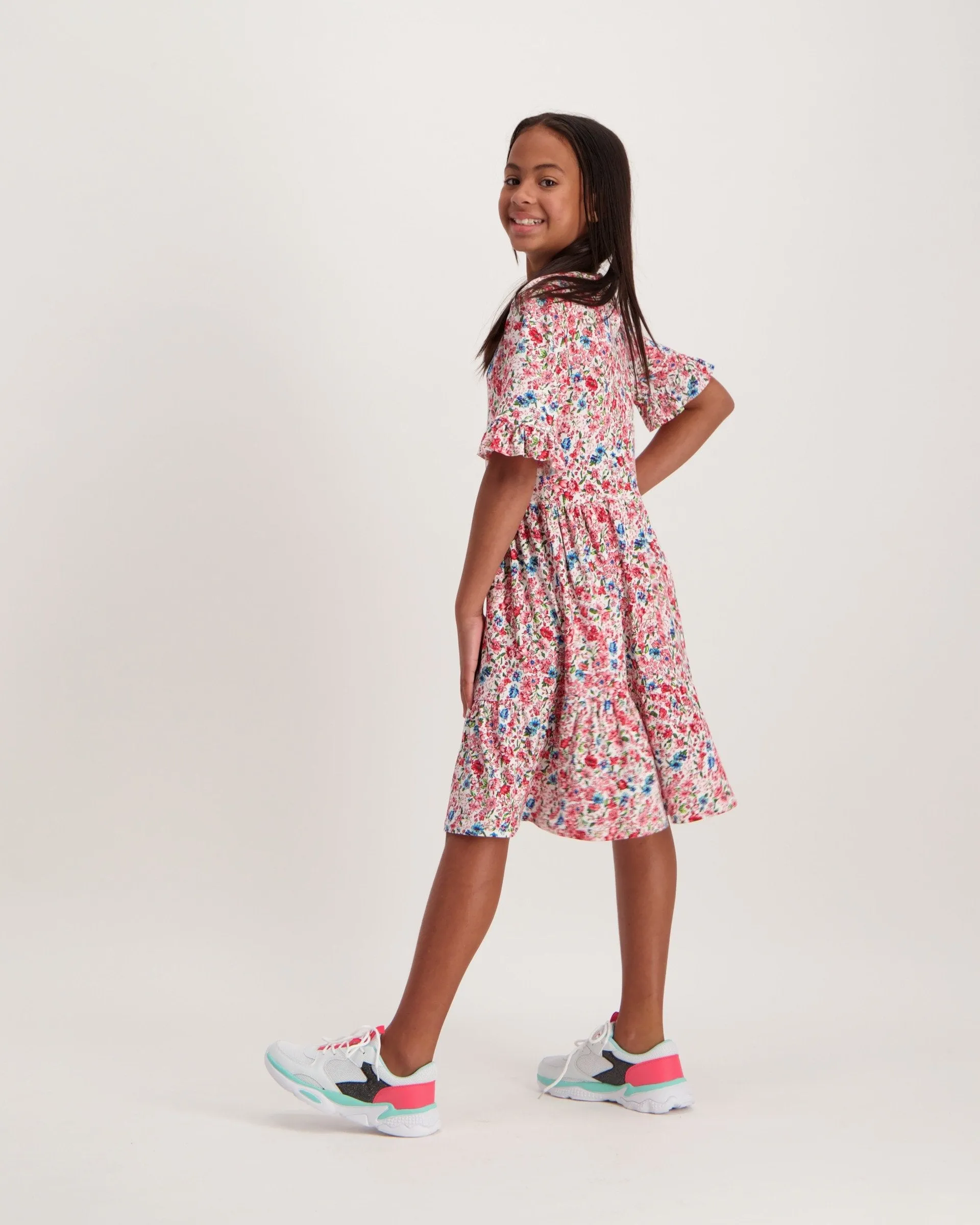 Girls Basic Tiered Dress Printed - Floral