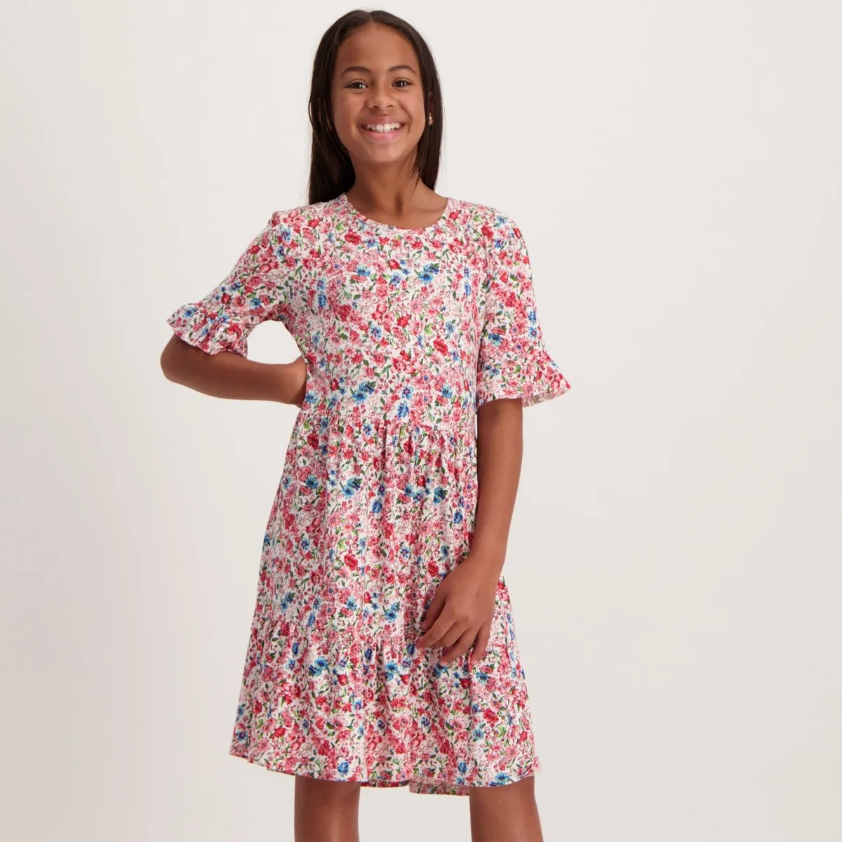 Girls Basic Tiered Dress Printed - Floral