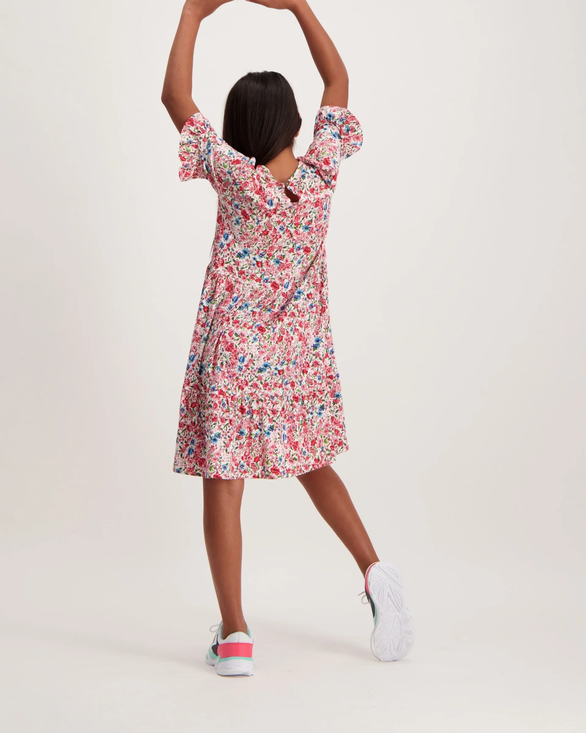 Girls Basic Tiered Dress Printed - Floral