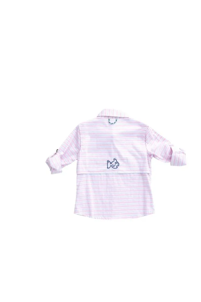 GIRL'S STRIPED FISHING SHIRT IN BALLERINA