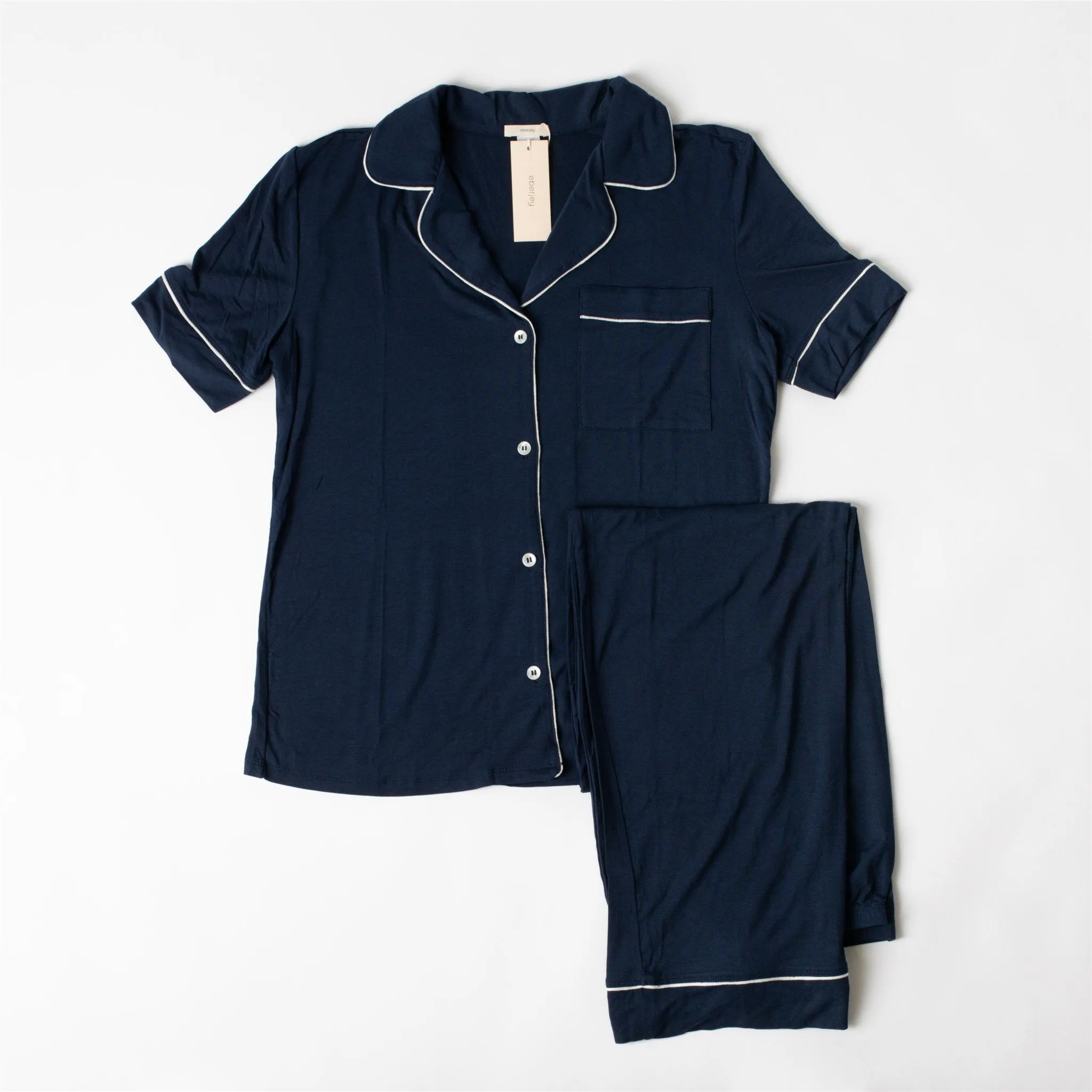 Gisele Navy/Ivory Short Sleeve Pant Set