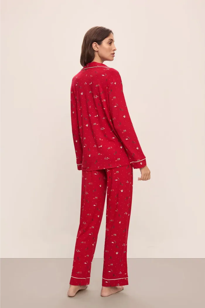 Gisele Printed TENCEL™ Modal Long PJ Set Winter Wonderland Haute Red/Ivory