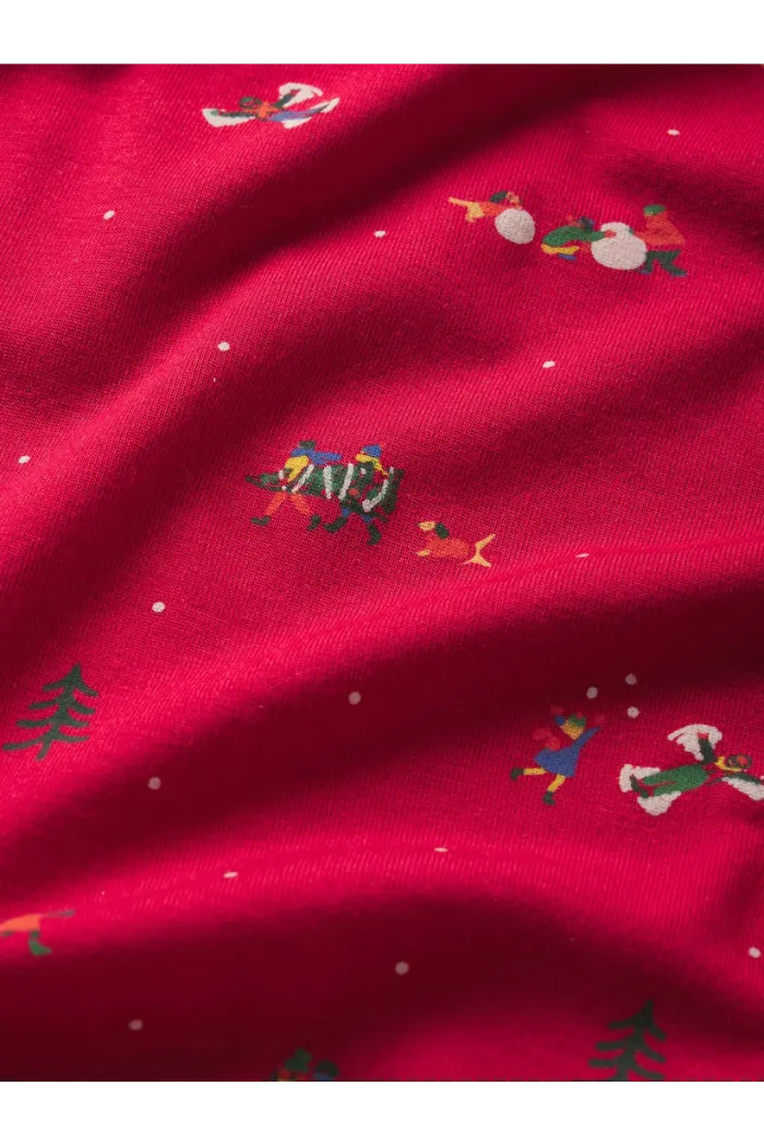 Gisele Printed TENCEL™ Modal Long PJ Set Winter Wonderland Haute Red/Ivory