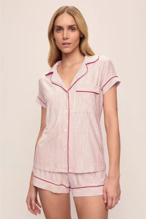 Gisele Printed TENCEL™ Modal Relaxed Short PJ Set Duo Stripe Haute Red/Haute Red
