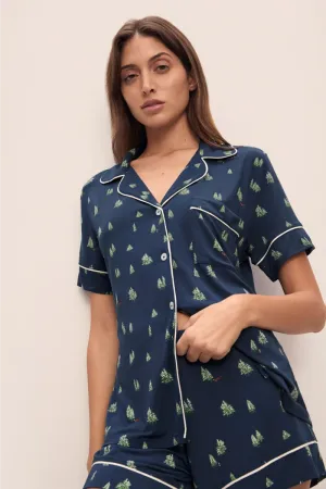 Gisele Printed TENCEL™ Modal Relaxed Short PJ Set Woodland Pine Navy/Ivory