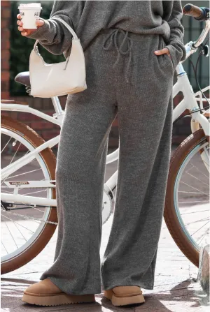 Gray Jersey Pants with Wide Legs