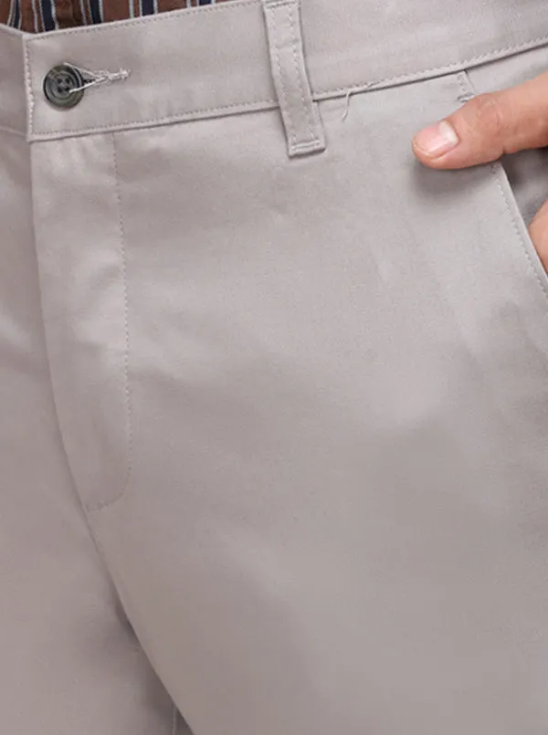Grey Solid Super Slim Fit Casual Trouser | Greenfibre
