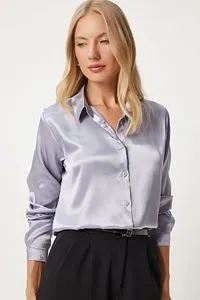 Grey Women’s Silk Shirt – Light & Flowing Elegance