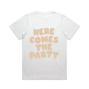 Here Comes The Party Tee | Beige on White