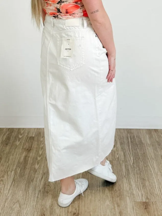 Hidden Front Slit Midi Skirt in Sea Salt