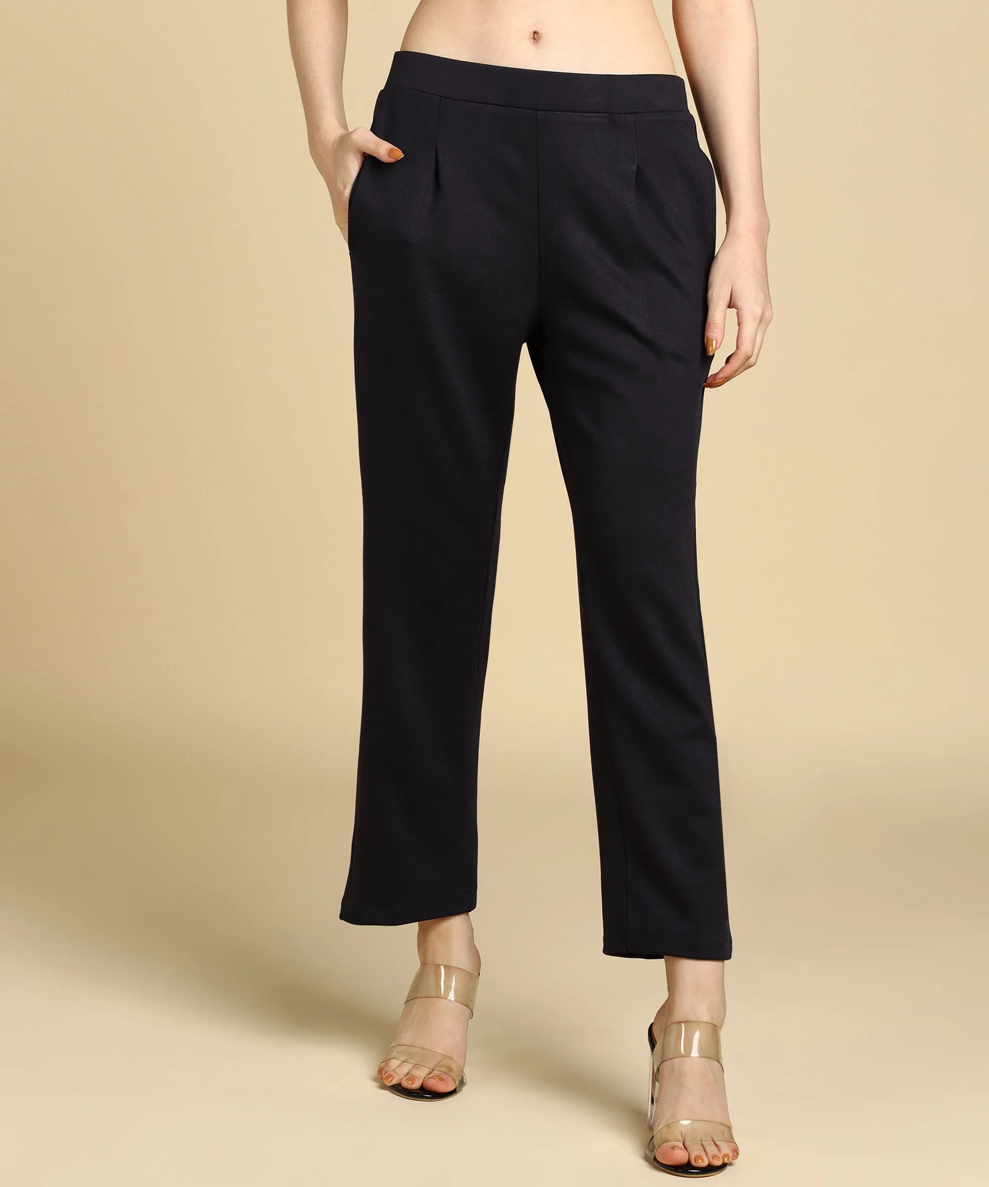 High Waist Formal Relaxed Parallel Trousers