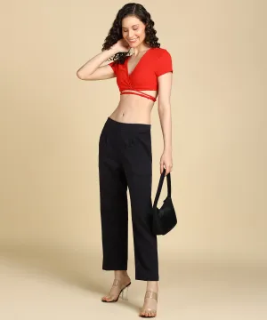 High Waist Formal Relaxed Parallel Trousers