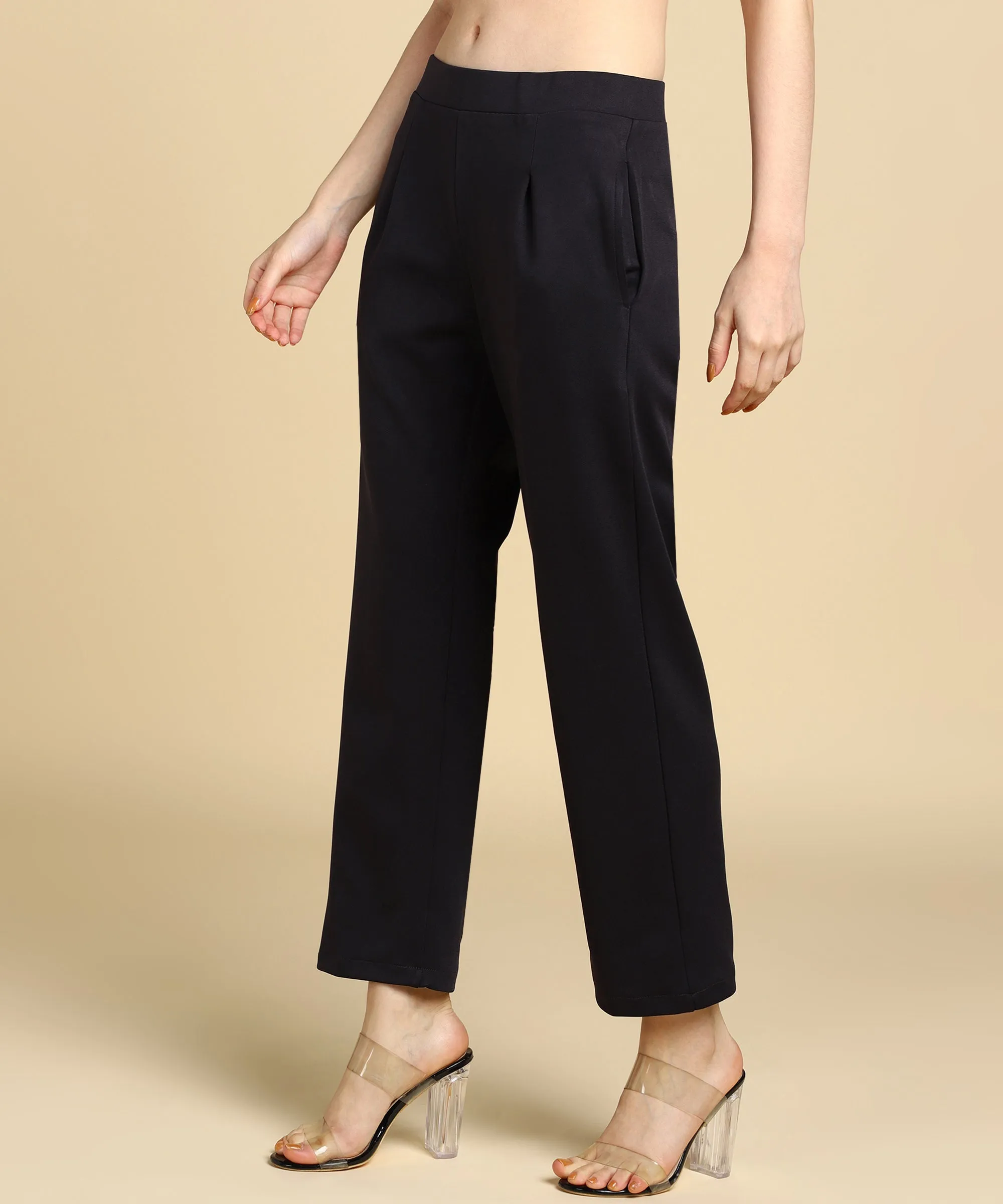 High Waist Formal Relaxed Parallel Trousers