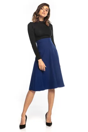 High-Waist Midi Skirt with Zipper