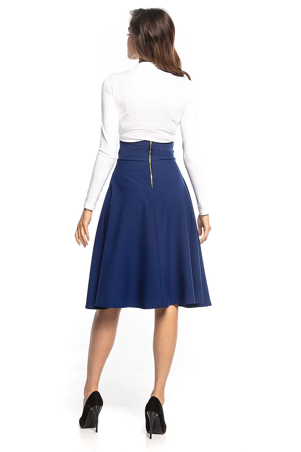 High-Waist Midi Skirt with Zipper