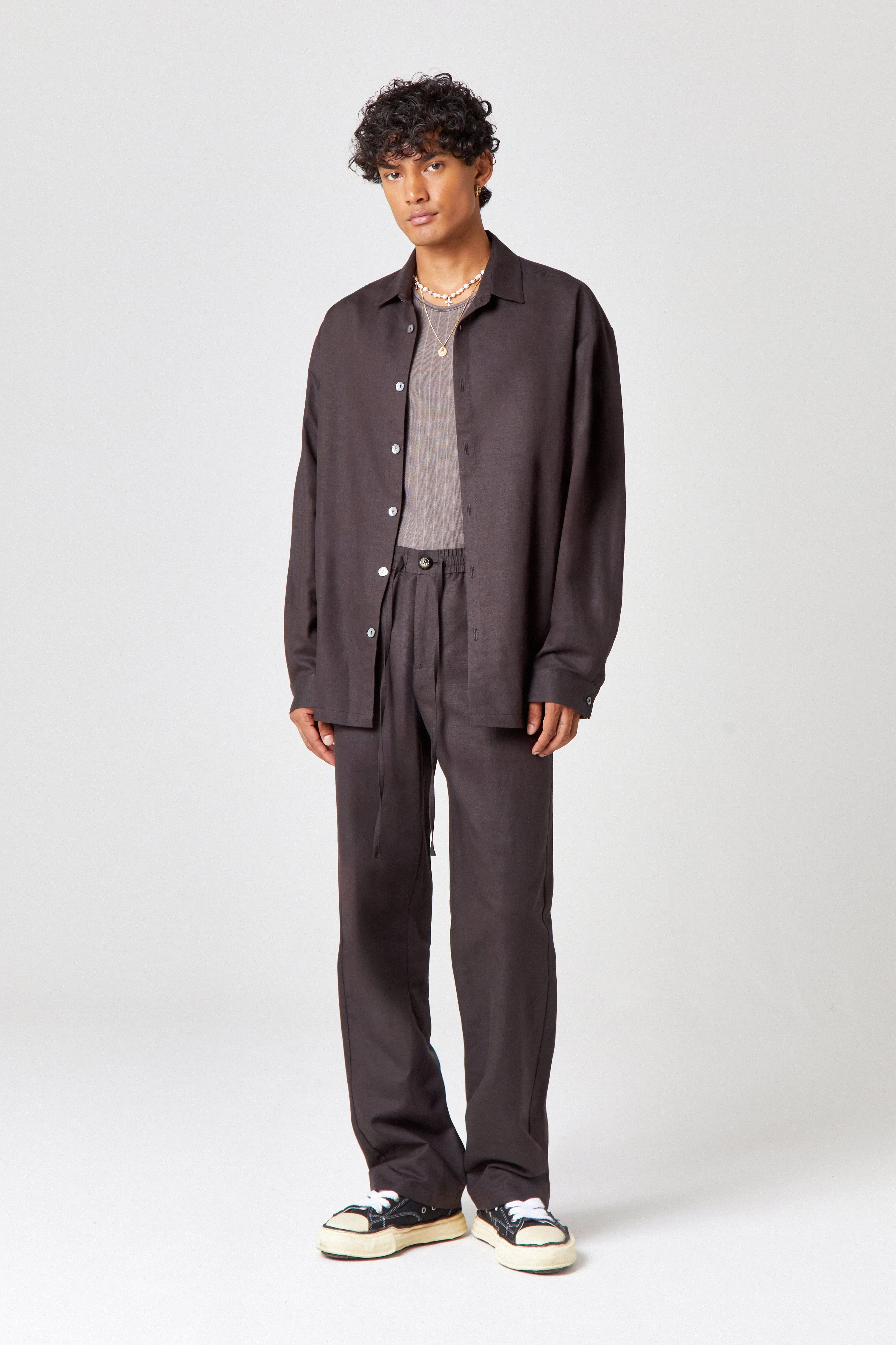 Homme Charcoal Linen Shirt