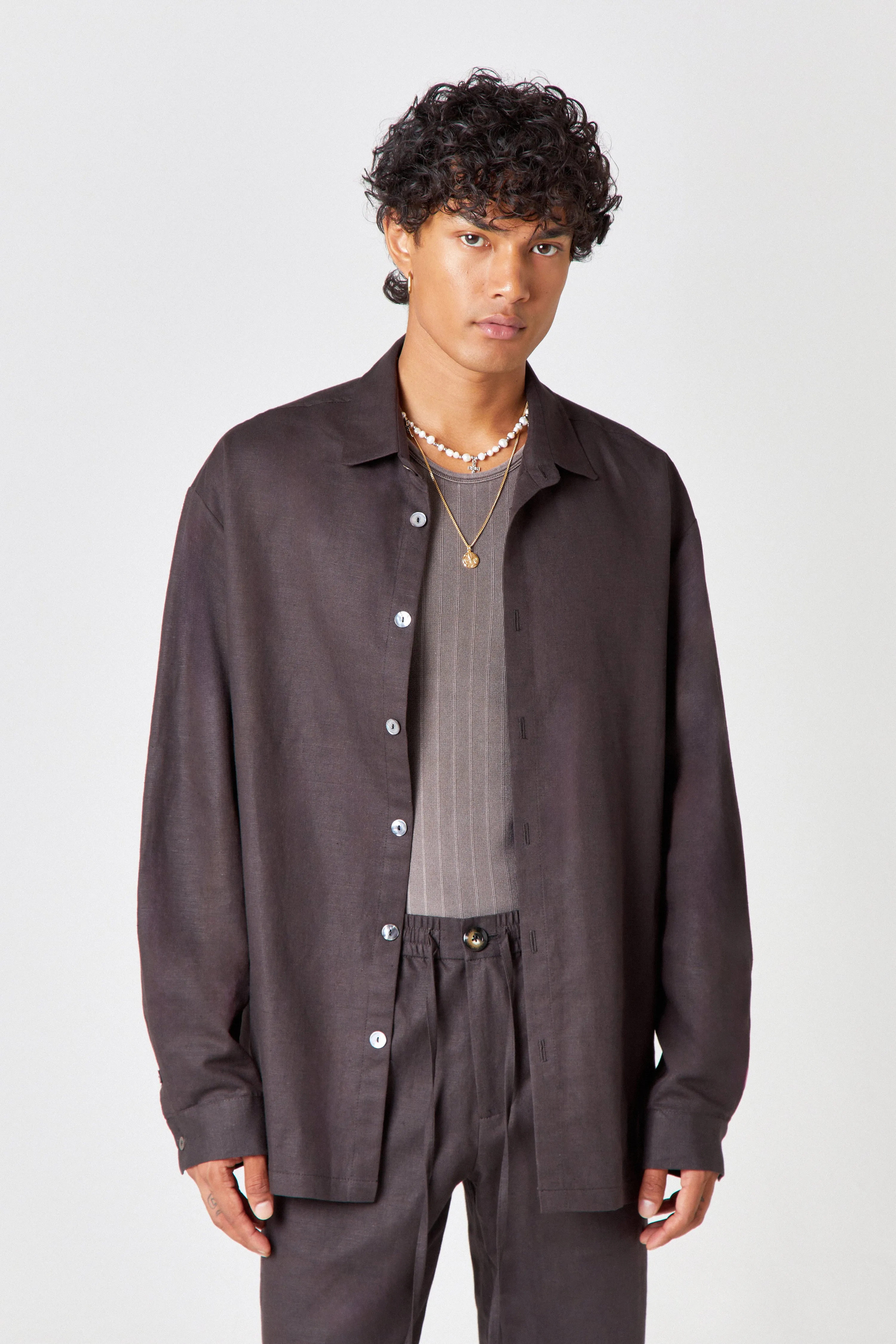 Homme Charcoal Linen Shirt