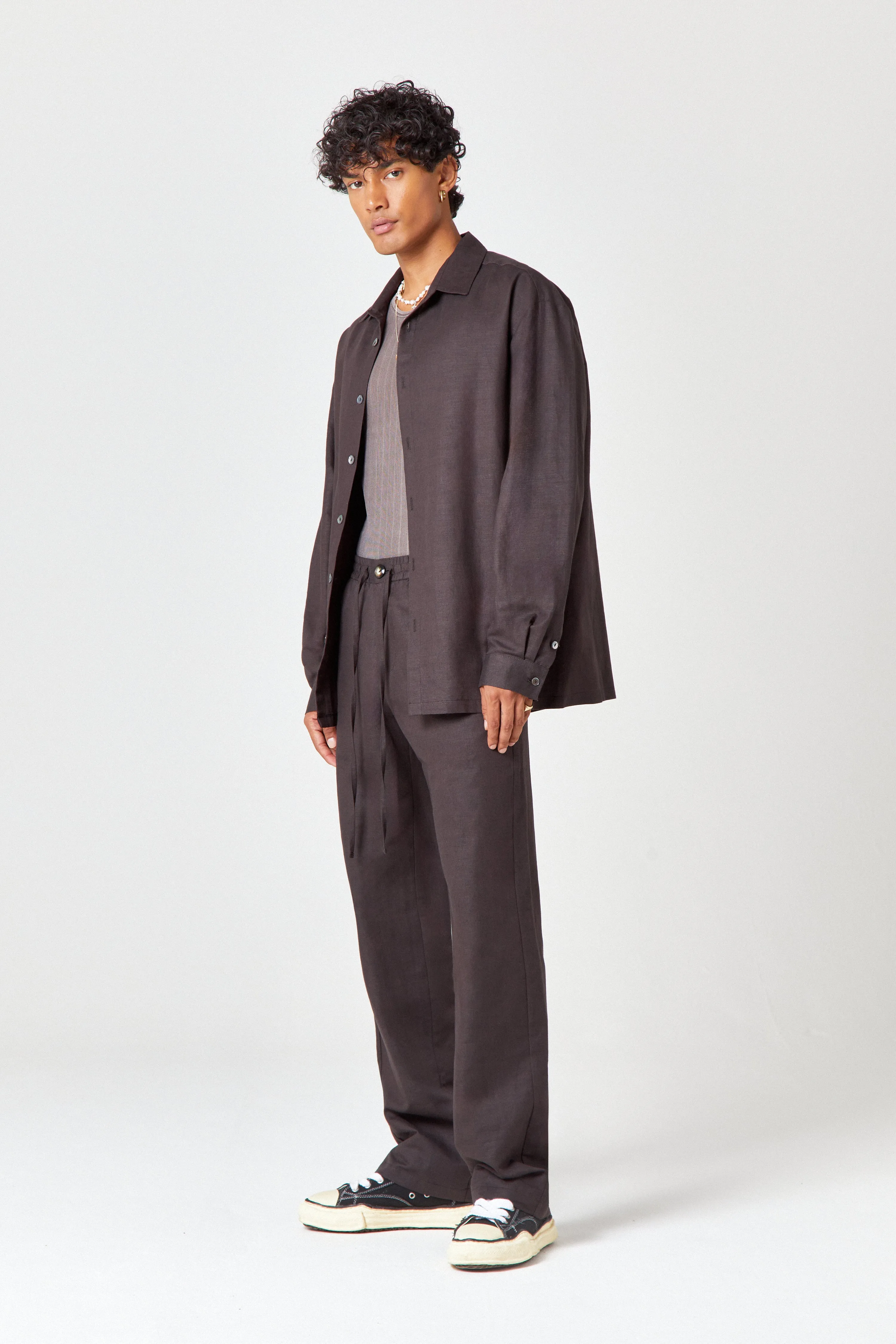 Homme Charcoal Linen Shirt