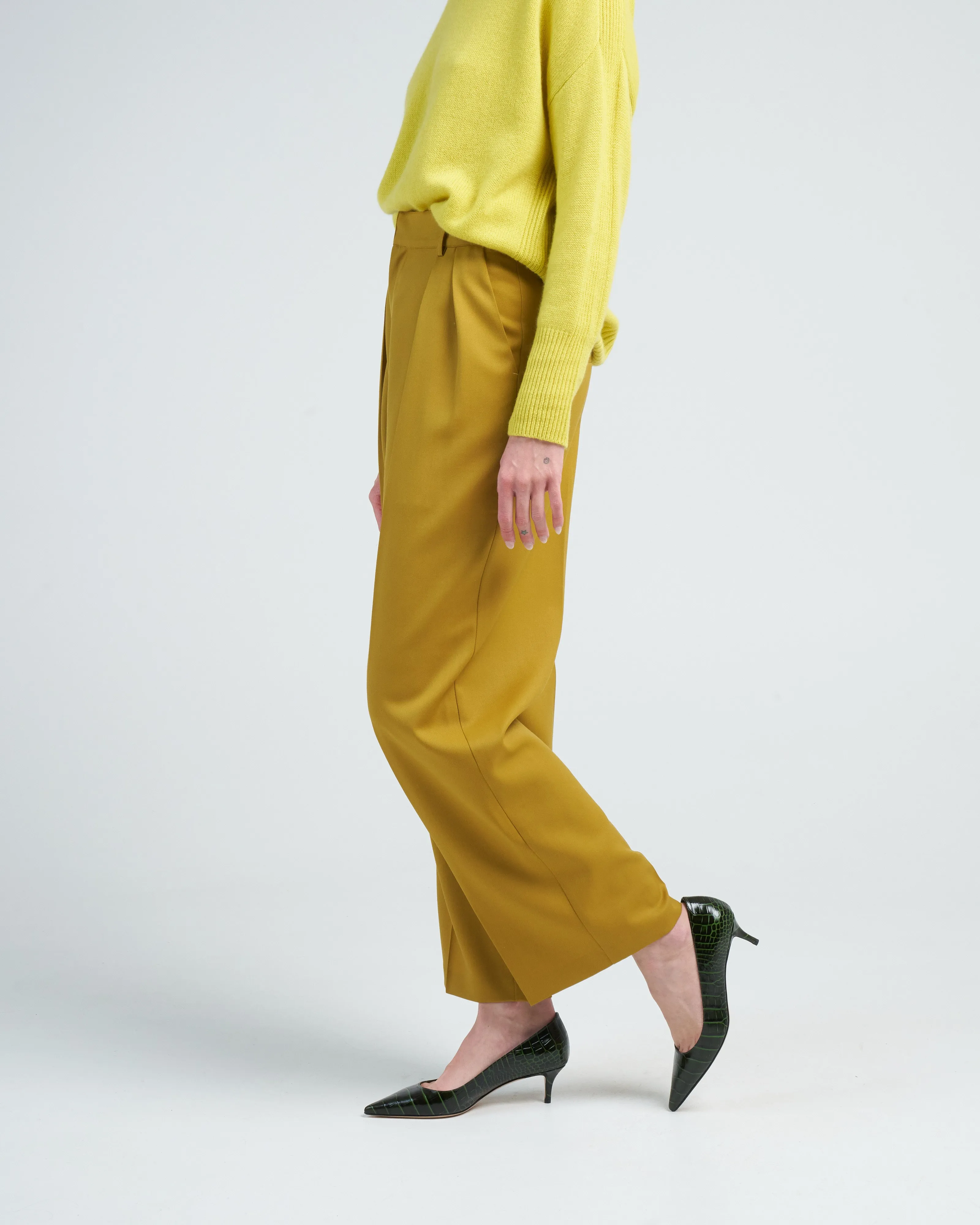 houghton pleated trouser - chartreuse