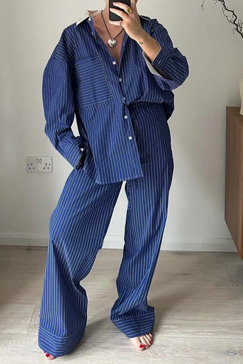 HUS1094 Relaxed Pinstripe Pajama Set