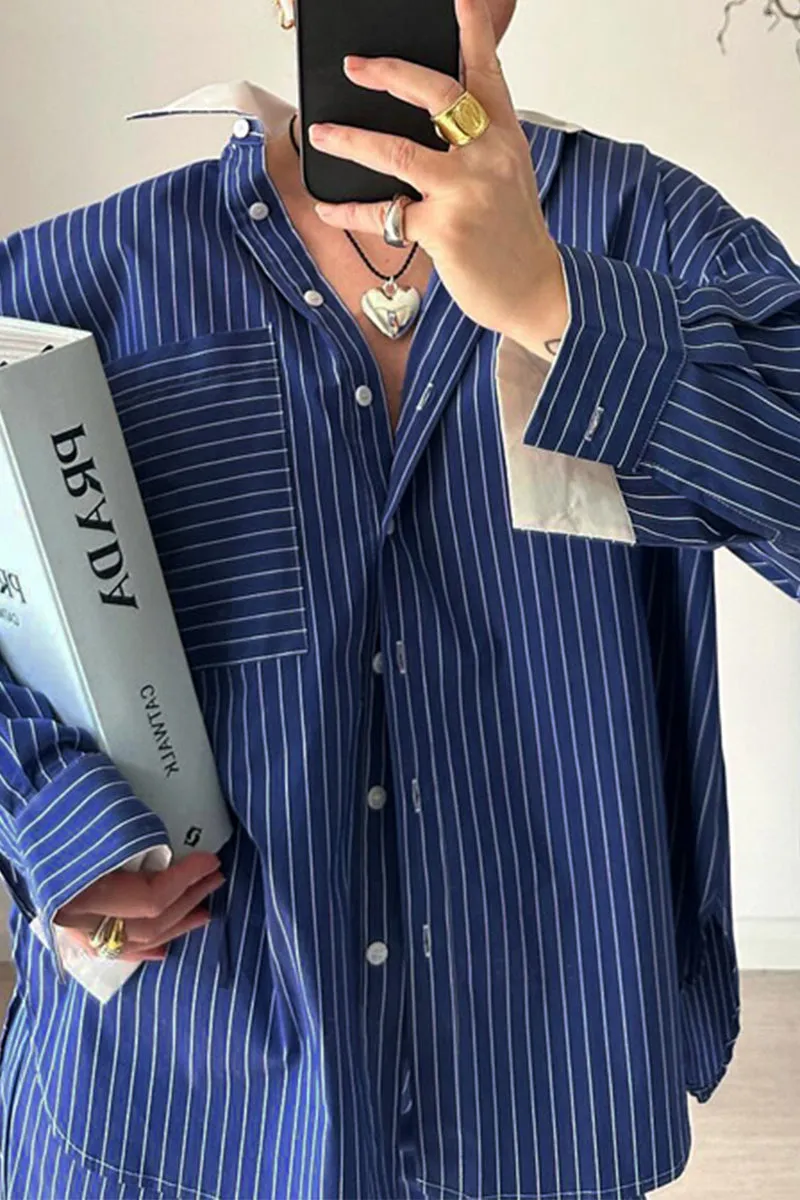 HUS1094 Relaxed Pinstripe Pajama Set