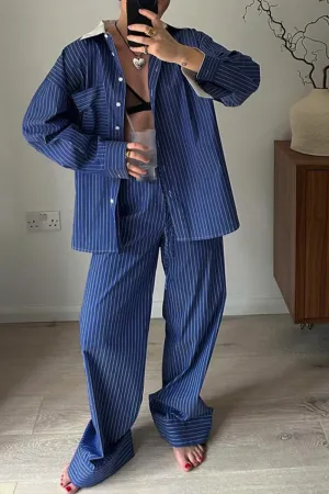 HUS1094 Relaxed Pinstripe Pajama Set