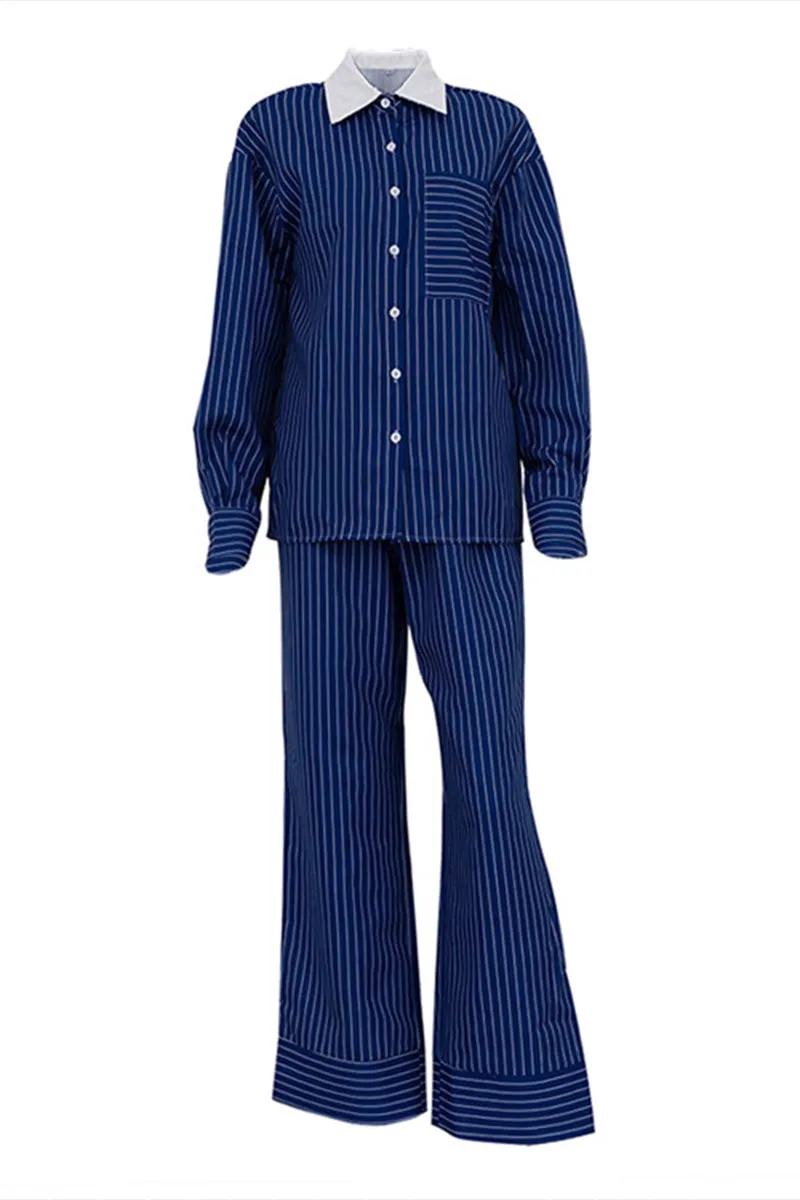 HUS1094 Relaxed Pinstripe Pajama Set