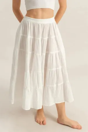 HYFVE Double Gauze Tiered Midi Skirt with Pockets