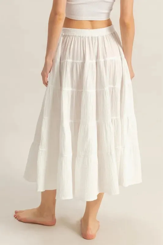 HYFVE Double Gauze Tiered Midi Skirt with Pockets