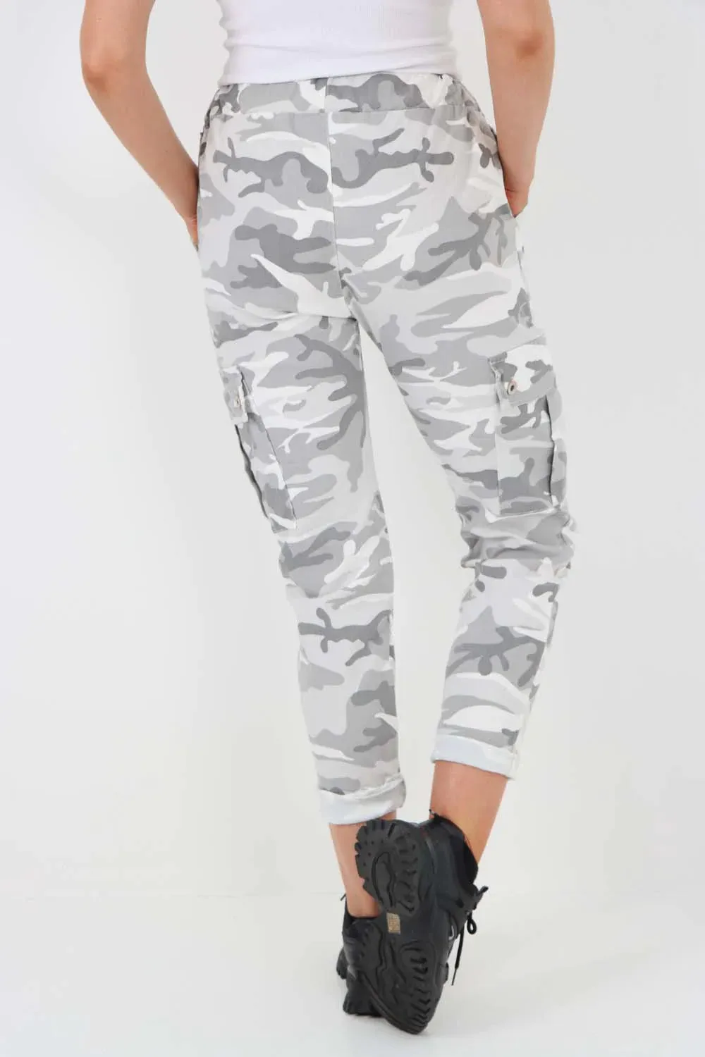 Italian Drawstring Camo Side Pockets Cargo Trousers