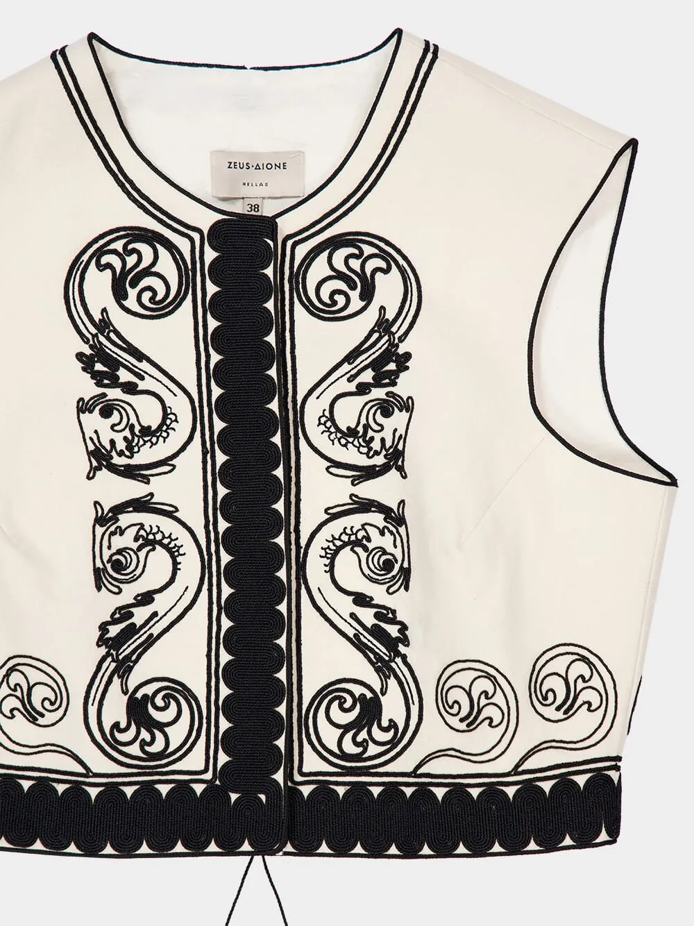 Ivory Kymata Embroidered Cotton Vest