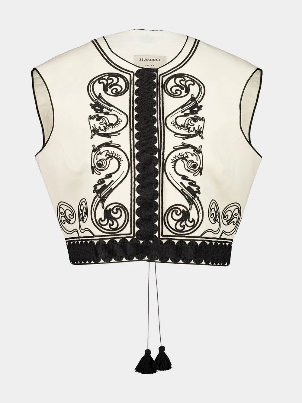 Ivory Kymata Embroidered Cotton Vest