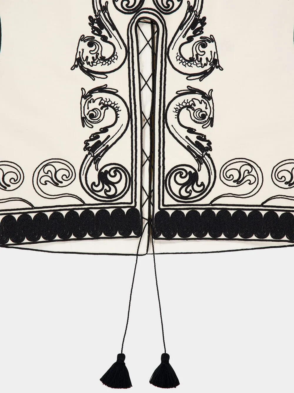 Ivory Kymata Embroidered Cotton Vest