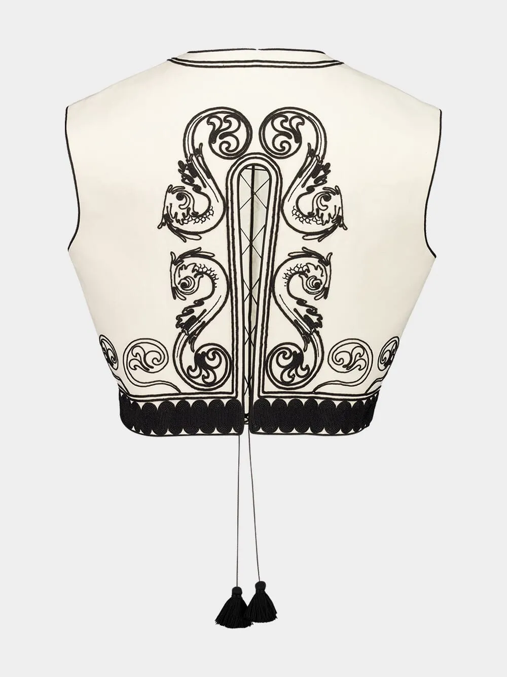 Ivory Kymata Embroidered Cotton Vest