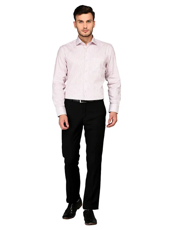 JadeBlue White & Red Striped Regular Fit Formal Shirt