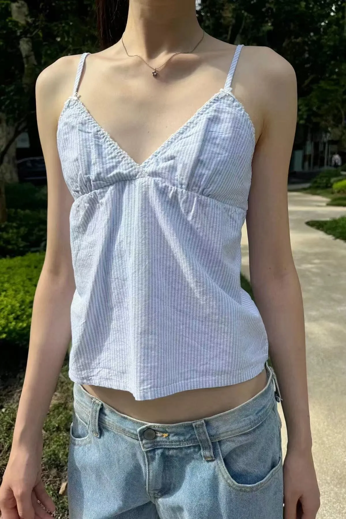 JazzHer Pink Plaid Back Lace-up Slim Tank Tops Women Y2K Causal V-neck Sexy Sleeveless Vests Sweet Preppy Style Streetwear Cropped Camis