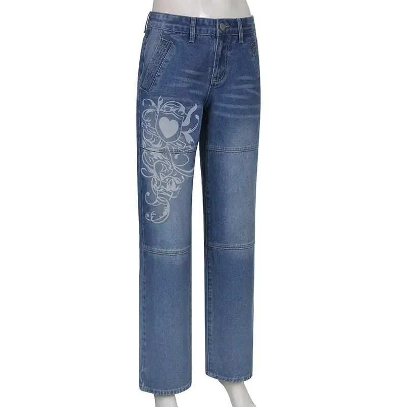 Jeans Pocket Streetwear Retro Trousers