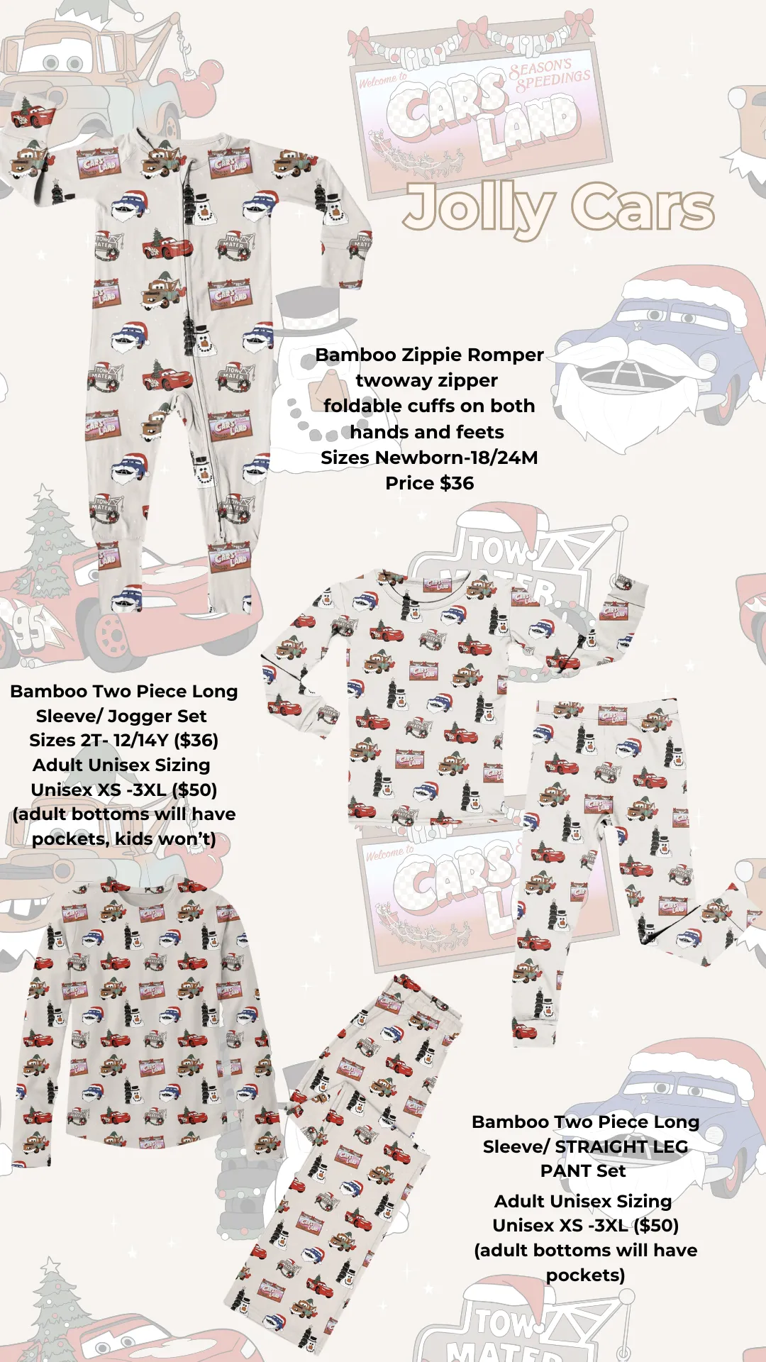 Jolly Car Bamboo PJs * READY TO SHIP— NOT RESTOCKING