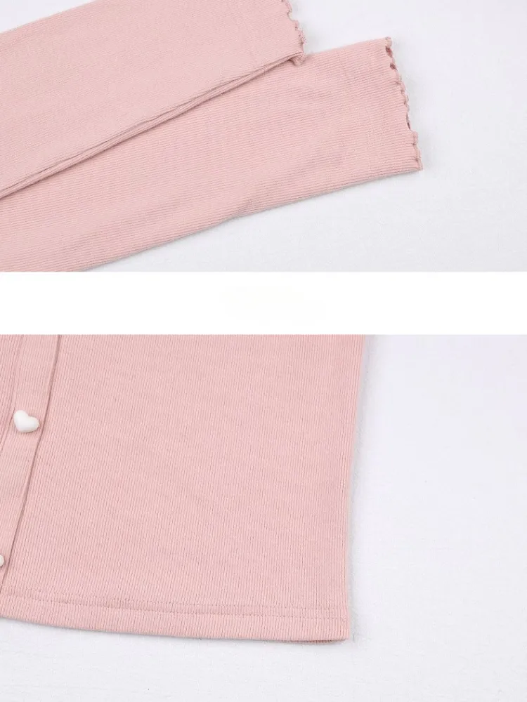 Kawaii Ribbon Tie Pearl Button Tee