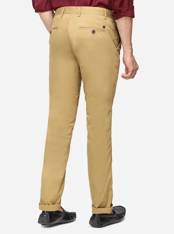 Khaki Solid Uno Fit Casual Trouser | JadeBlue