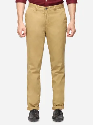 Khaki Solid Uno Fit Casual Trouser | JadeBlue