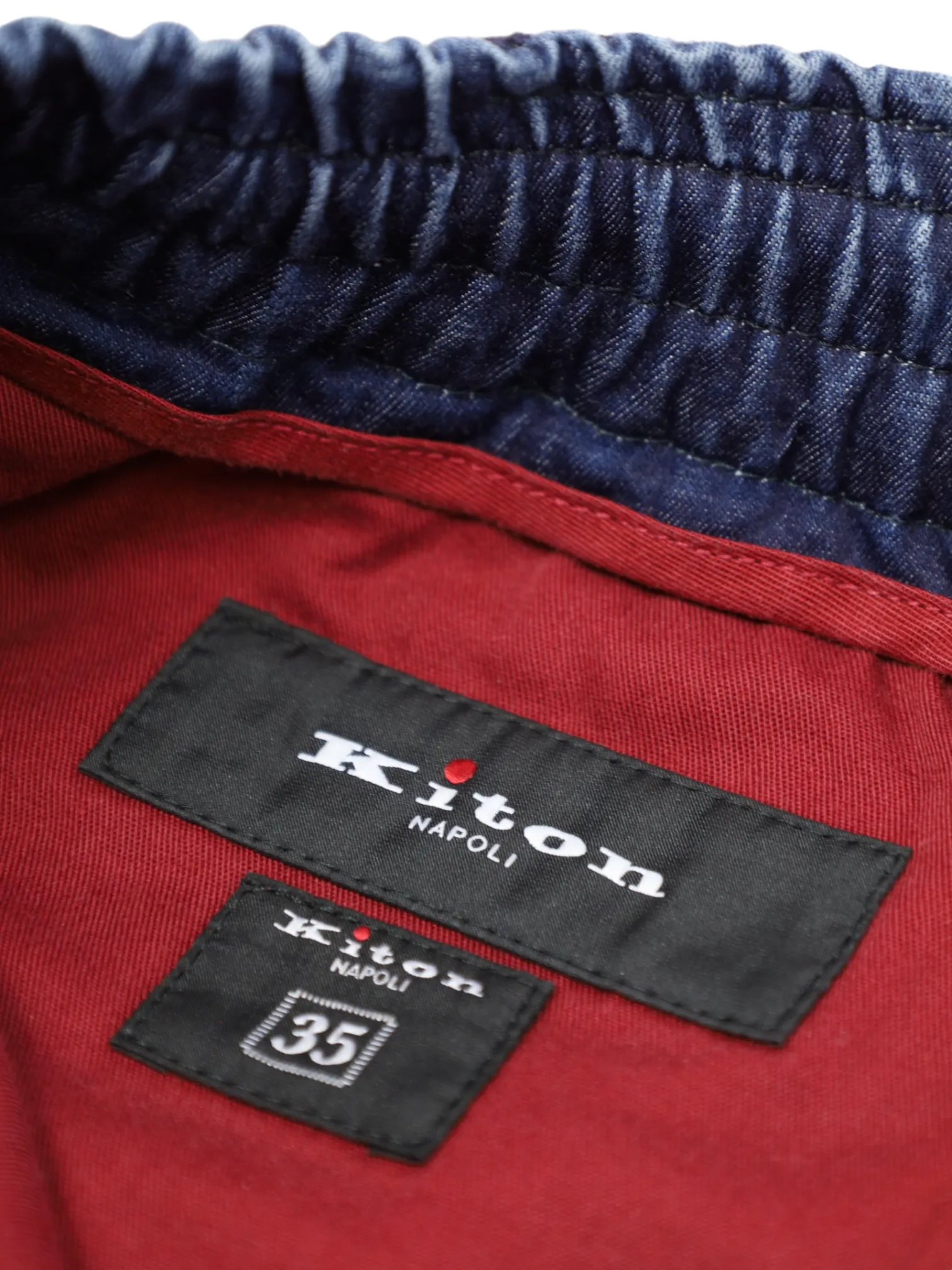 Kiton Blue Denim Drawstring Trousers