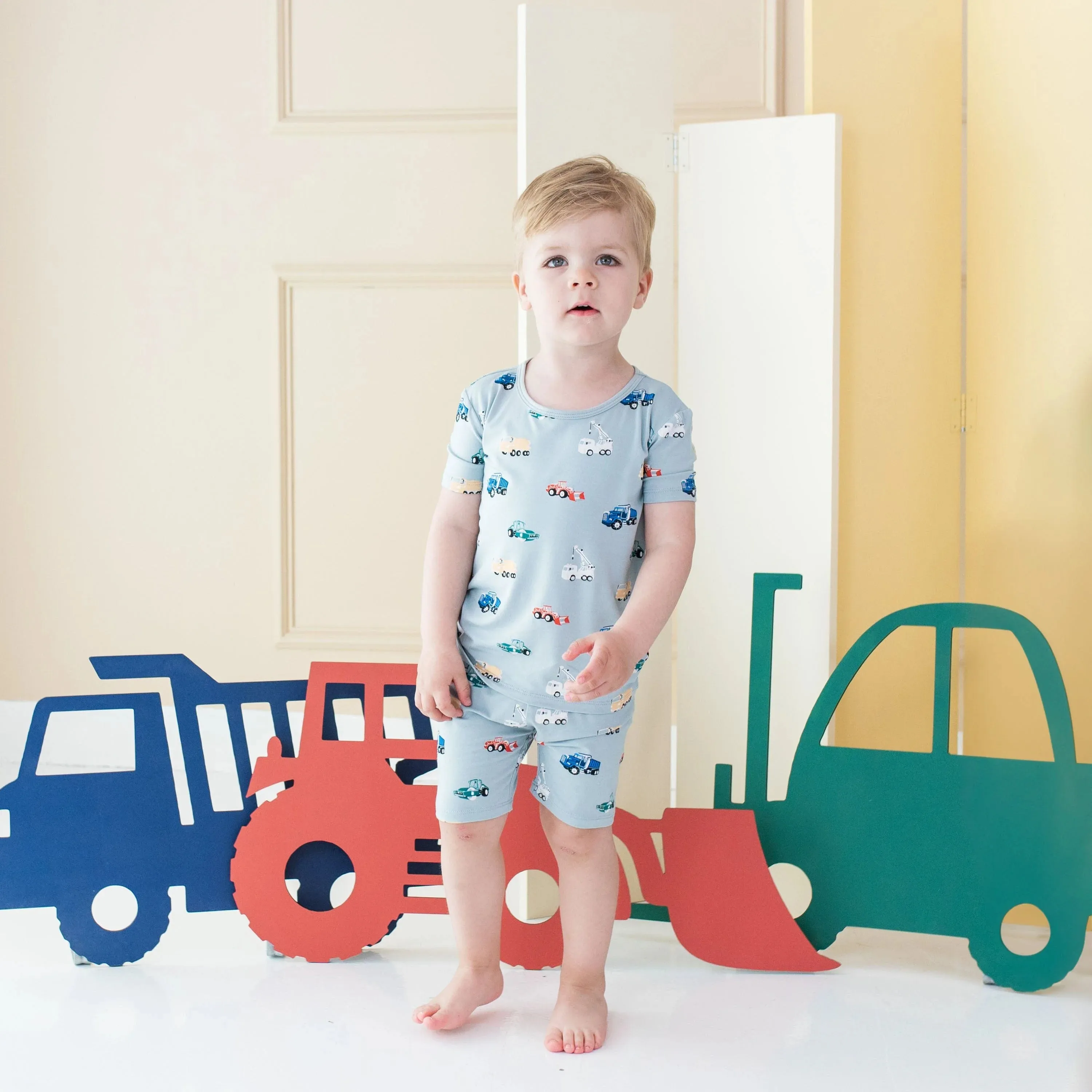 Kyte Baby Short Sleeve Toddler Pajama Set - Construction